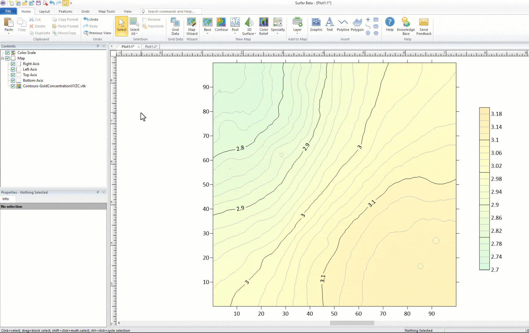 Grid Slice Gif XYZC contour map created in Surfer utilizing the Z slider to change the elevation of the map