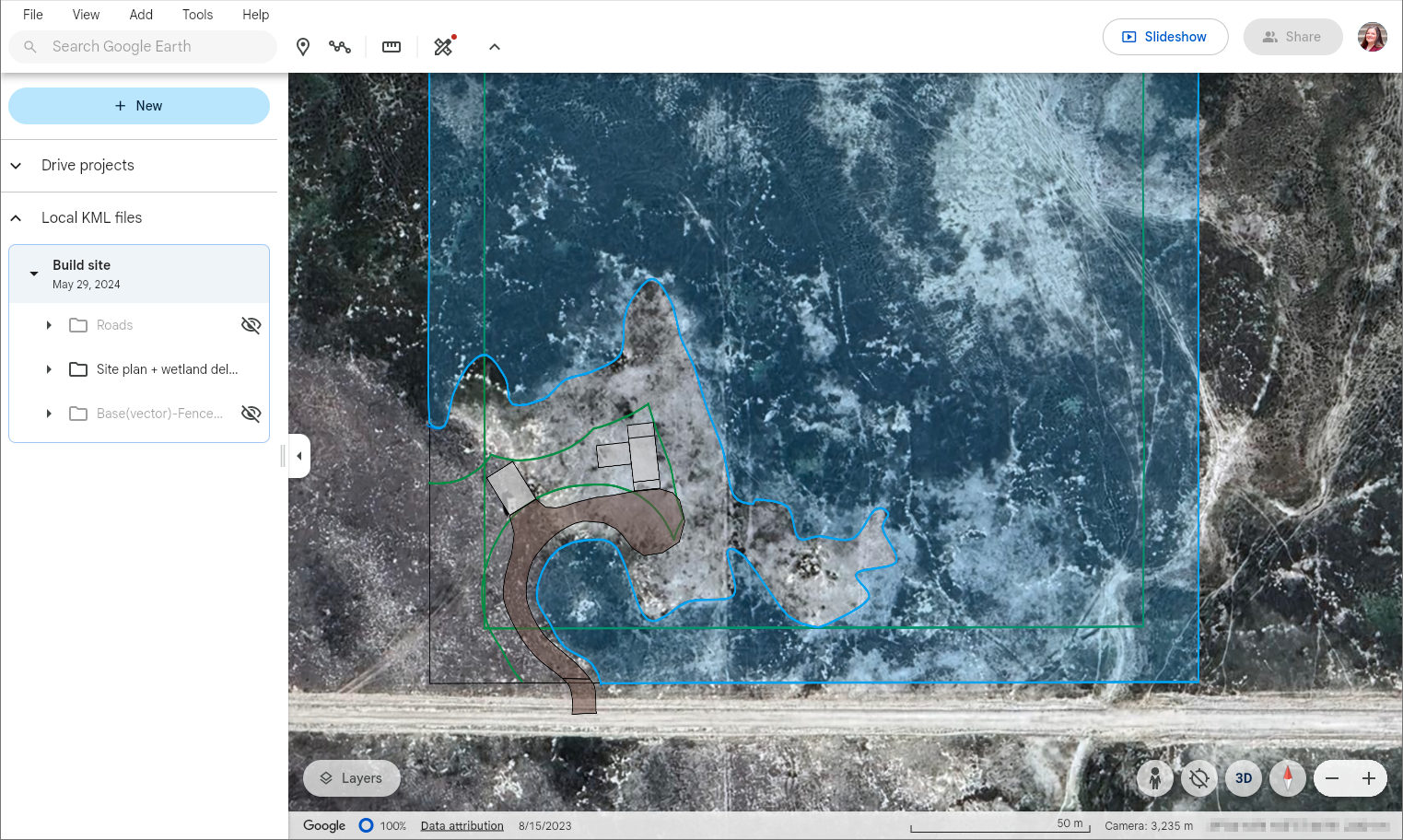 GE_Site plan Site map KML displayed in Google Earth