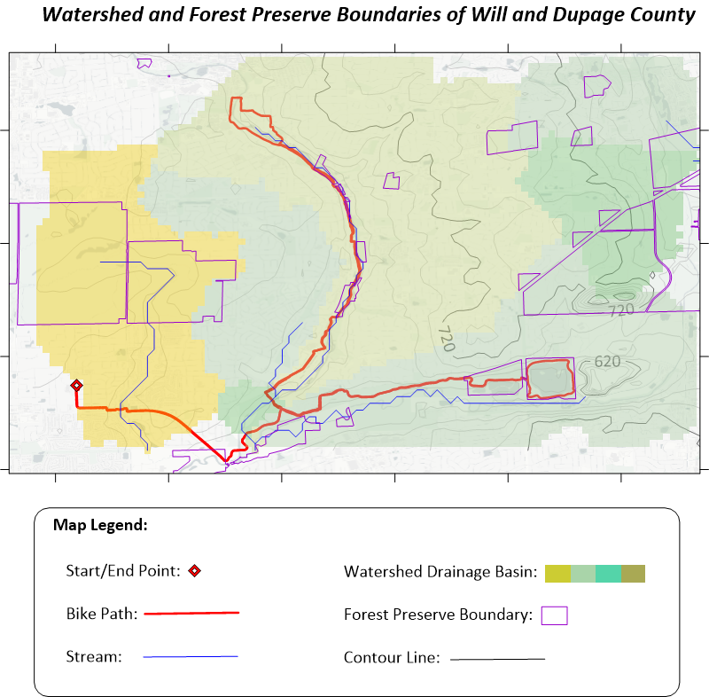 Watershed Map Dupage Country Watershed map of Dupage County, IL created in Surfer